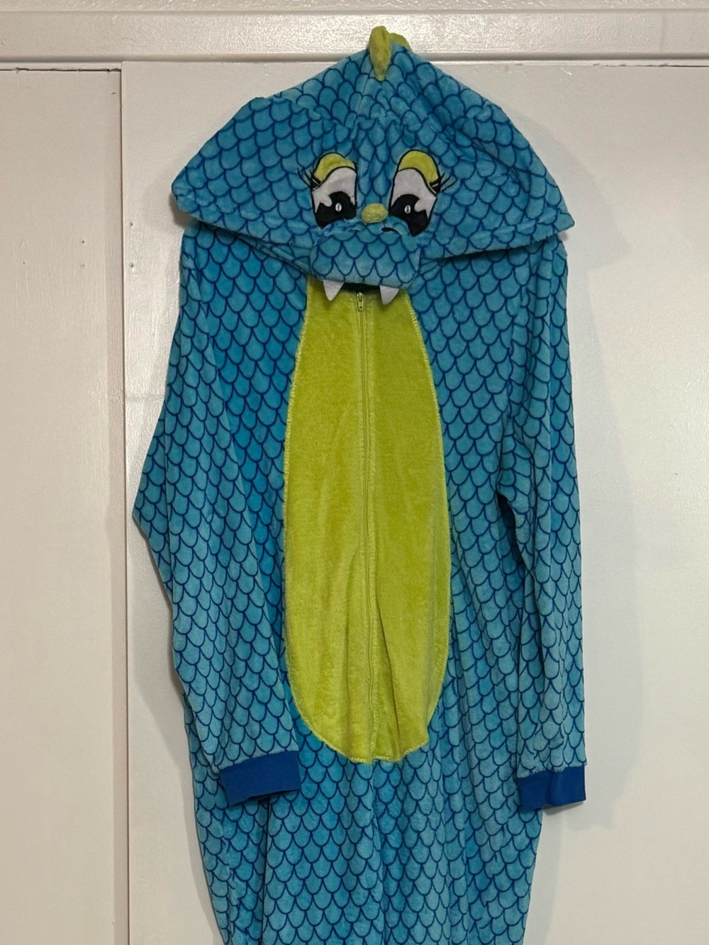 Secret Treasures Blue and Lime Dragon Hooded Pajama Onesie